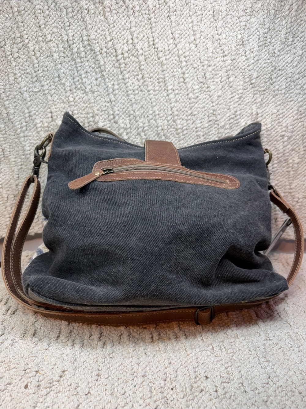 Myra Flourish Bag Gray & Brown Patterned Crossbody Shoulder Bag - Picture 2 of 8